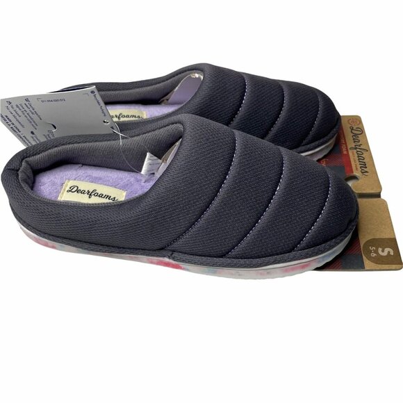 Dearfoams Memory Foam Womens Clog Slipper Gray Purple Rainbow S 5-6 New - Picture 5 of 6